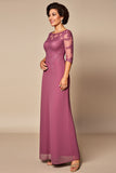 Robe en mousseline de soie dentelle rose du désert mère de la mariée