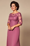 Robe en mousseline de soie dentelle rose du désert mère de la mariée