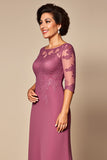 Robe en mousseline de soie dentelle rose du désert mère de la mariée