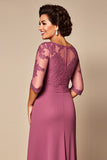 Robe en mousseline de soie dentelle rose du désert mère de la mariée