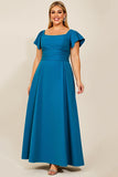 Paon Une Ligne Satin Ruché Grande Taille Mère De La Robe De La Mariée