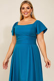 Paon Une Ligne Satin Ruché Grande Taille Mère De La Robe De La Mariée