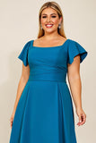 Paon Une Ligne Satin Ruché Grande Taille Mère De La Robe De La Mariée