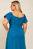 Paon Une Ligne Satin Ruché Grande Taille Mère De La Robe De La Mariée