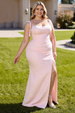 Sirène Candy Pink Spaghetti Straps Robe de demoiselle d’honneur longue en mousseline de soie