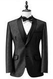 Hommes Noir Châle Revers 3 Pièces Costumes de Bal