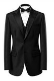 Hommes Noir Un Bouton 2 Pièces Pointe Revers Costumes Formels