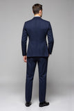 Bleu marine à rayures 3 pièces à un bouton à revers cranté Costumes pour hommes