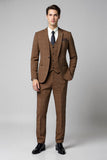 Costume 3 pièces slim fit à carreaux marron marron
