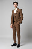 Costume 3 pièces slim fit à carreaux marron marron