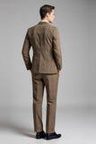 Kaki Slim Fit 2 pièces à carreaux crantés Costumes pour hommes