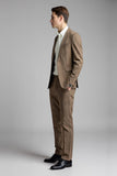 Kaki Slim Fit 2 pièces à carreaux crantés Costumes pour hommes