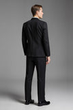 Solid Black Slim Fit Revers cranté Costumes 3 pièces pour hommes