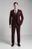 Plaid revers cranté 3 pièces Bourgogne Costumes homme
