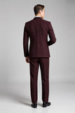 Plaid revers cranté 3 pièces Bourgogne Costumes homme