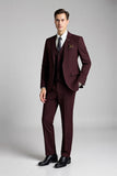 Plaid revers cranté 3 pièces Bourgogne Costumes homme