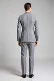 Slim Fit revers cranté 3 pièces Plaid gris Costumes pour hommes
