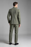 Gris vert 3 pièces à carreaux à revers crantés Costumes pour hommes