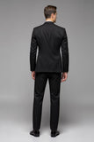 Noir Revers cranté 3 pièces Slim Fit Costumes formels pour hommes