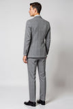 Gris Revers cranté 3 pièces simple boutonnage ajusté Costumes formels pour hommes