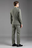 Gris Vert À revers cranté 3 pièces à simple boutonnage Slim Fit Costumes formels pour hommes