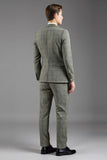 Gris Vert À revers cranté 3 pièces à simple boutonnage Slim Fit Costumes formels pour hommes