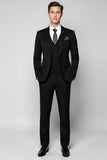 Costumes formels 3 pièces à simple boutonnage noir pour hommes