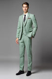 Vert clair revers cranté 3 pièces à simple boutonnage costumes de bal pour hommes