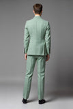 Vert clair revers cranté 3 pièces à simple boutonnage costumes de bal pour hommes