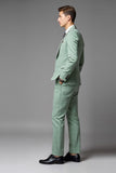 Vert clair revers cranté 3 pièces à simple boutonnage costumes de bal pour hommes