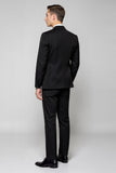 Noir 3 pièces à revers cranté simple boutonnage costume formel pour hommes