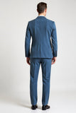 Bleu 3 pièces à revers cranté simple boutonnage costumes formels pour hommes
