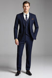 Bleu foncé revers cranté 3 pièces Costumes homme