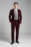 Bourgogne 2 pièces revers crantés Costumes homme