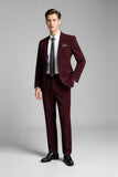 Bourgogne 2 pièces revers crantés Costumes homme