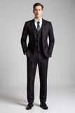 Imprimé noir revers cranté 3 pièces Costumes homme