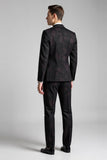 Imprimé noir revers cranté 3 pièces Costumes homme