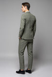 Gris vert Plaid 3 pièces revers crantés Tailleurs de bal pour hommes