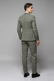 Gris vert Plaid 3 pièces revers crantés Tailleurs de bal pour hommes