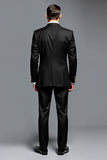 2 pièces noir revers cranté simple boutonnage costumes de bal pour hommes