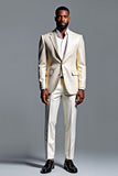 Ivoire Cranté Laple Simple Boutonnage Costumes De Bal Pour Hommes