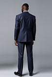 Costume 3 pièces bleu foncé à simple boutonnage pour hommes
