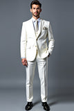 Costume 3 pièces 3 pièces classique blanc slim fit