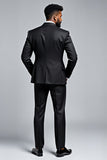 Noir Slim Fit 2 pièces à revers cranté pour homme