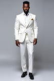 Costume texturé simple boutonnage slim fit 2 pièces blanc pour hommes