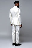 Costume texturé simple boutonnage slim fit 2 pièces blanc pour hommes