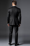 Noir Revers Simple Boutonnage 2 pièces Costumes Homme
