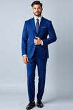 Bleu Royal Châle Revers Slim Fit Costume Homme 2 pièces
