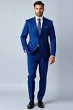 Bleu Royal Châle Revers Slim Fit Costume Homme 2 pièces