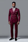 Bourgogne Double boutonnage 2 pièces Costumes Homme